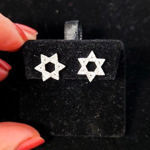 Magin David Sterling Silver CZ Diamond Studs